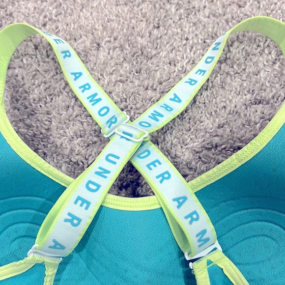 UNDER ARMOUR Women’s Crossback Low Sports Bra Turquoise Lime Green MOLDED XS - Picture 5 of 12